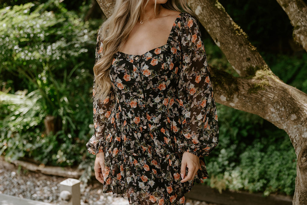 Floral Black Romper