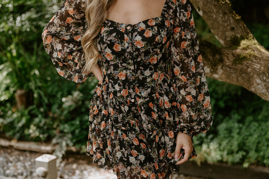Floral Black Romper