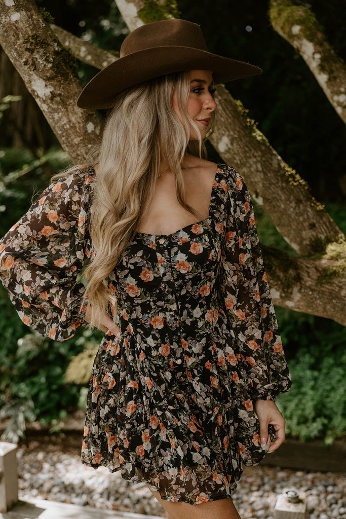 Floral Black Romper