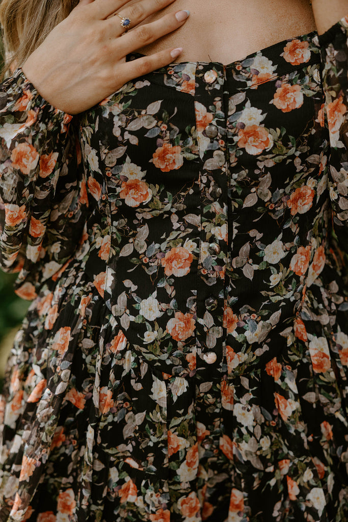 Floral Black Romper