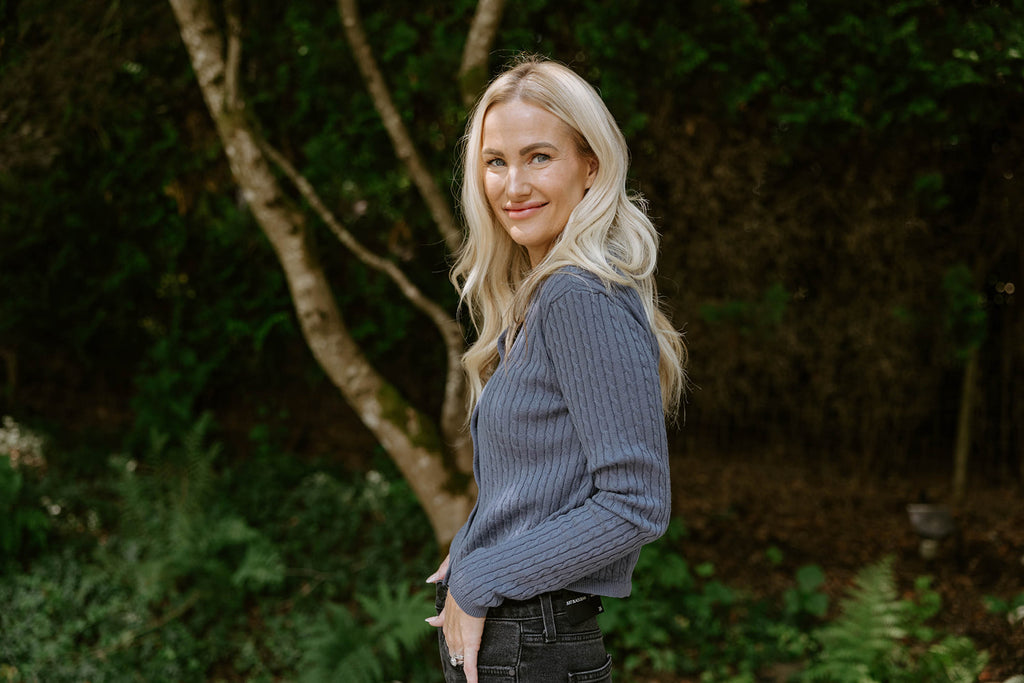 Cable Knit Lightweight Cardigan - Dusty Navy