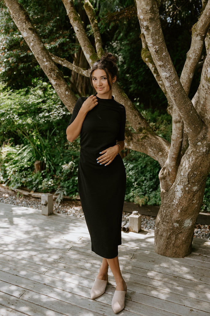 Black Side Ruched Dress