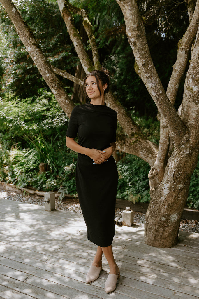 Black Side Ruched Dress