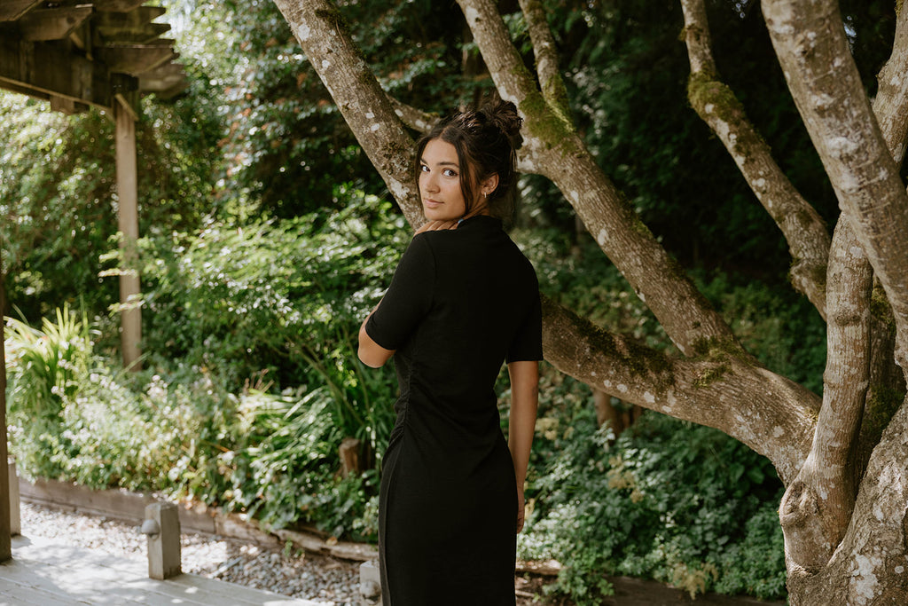 Black Side Ruched Dress