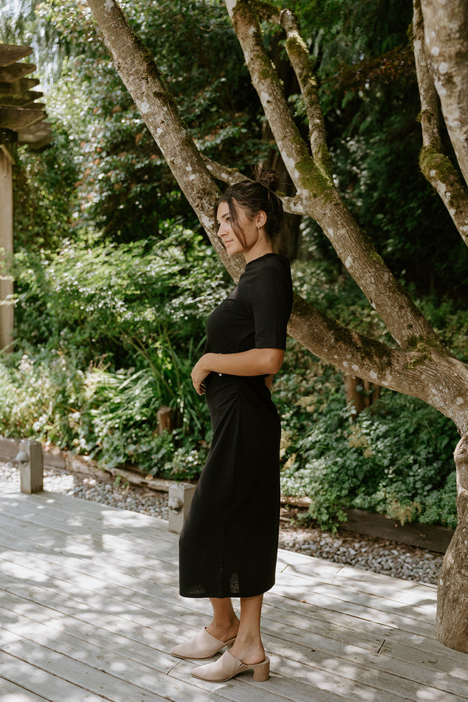 Black Side Ruched Dress