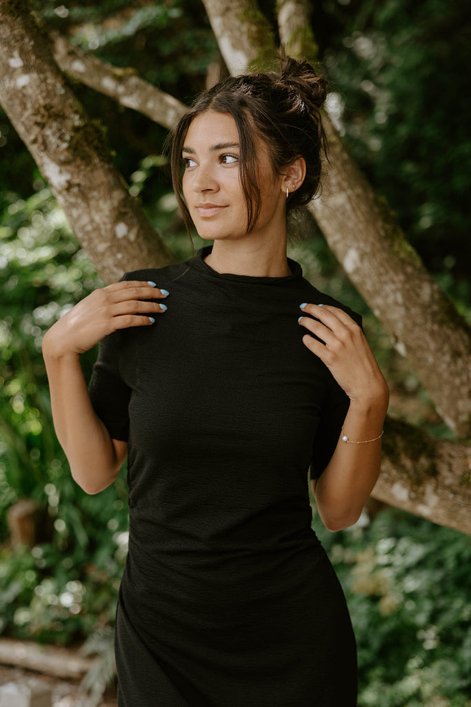 Black Side Ruched Dress