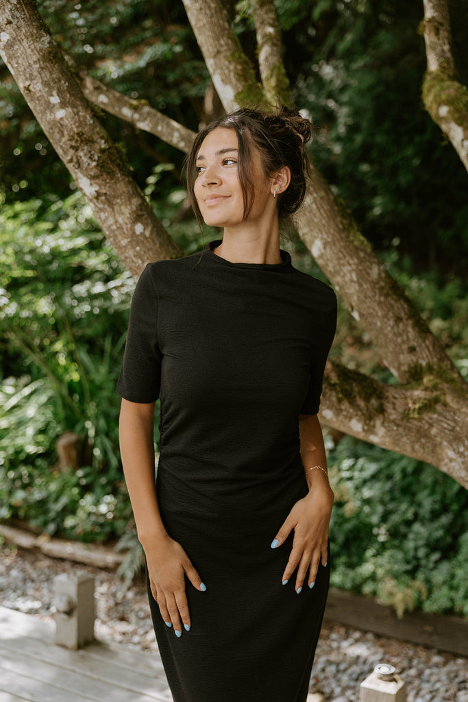 Black Side Ruched Dress