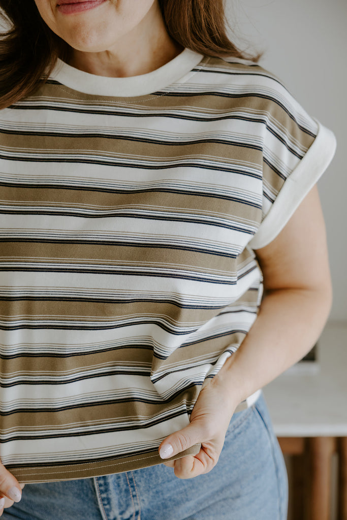 Striped Casual Shirt - Olive/Black