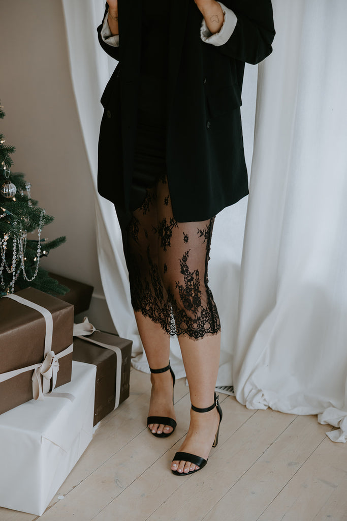 Asymmetrical Lace Skirt - Black