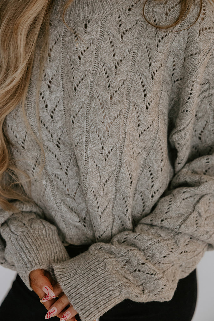 Soft Crochet Knit Sweater - Grey