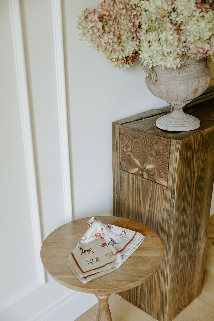 Horse Print Silk Scarf - Taupe