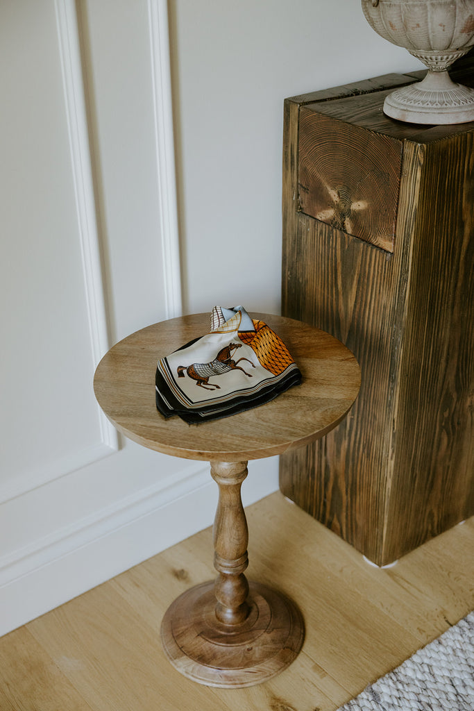 Horse Print Silk Scarf - Blue/Orange