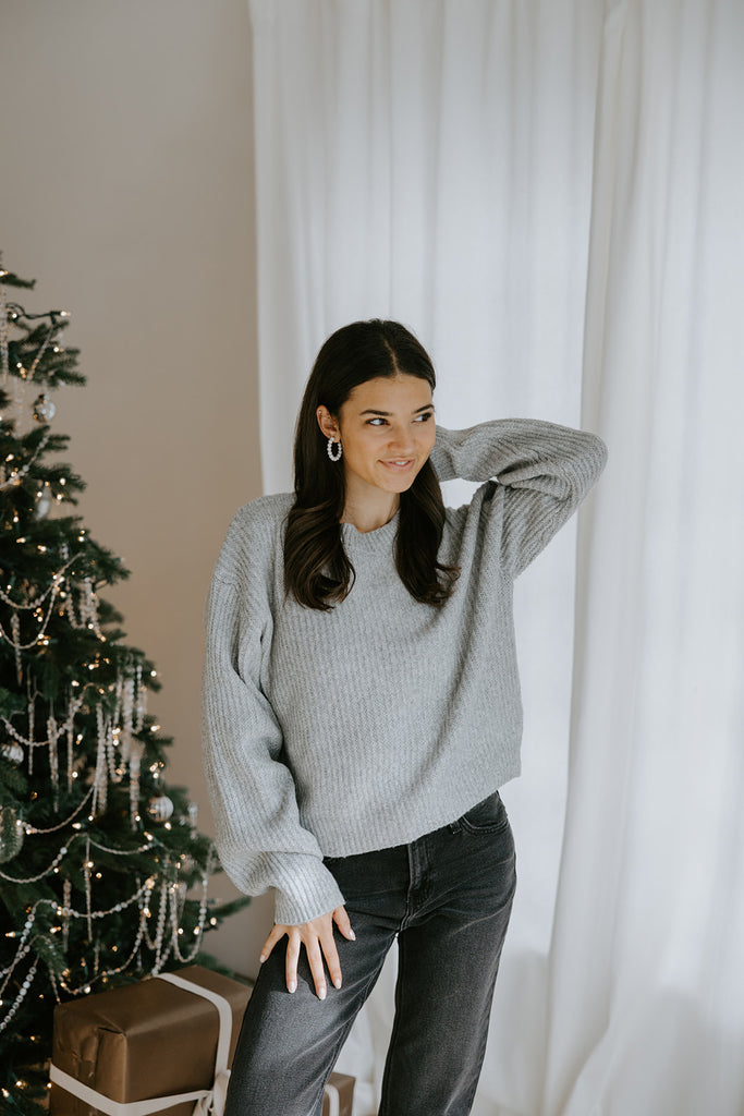 Classic Knit Sweater - Heather Grey