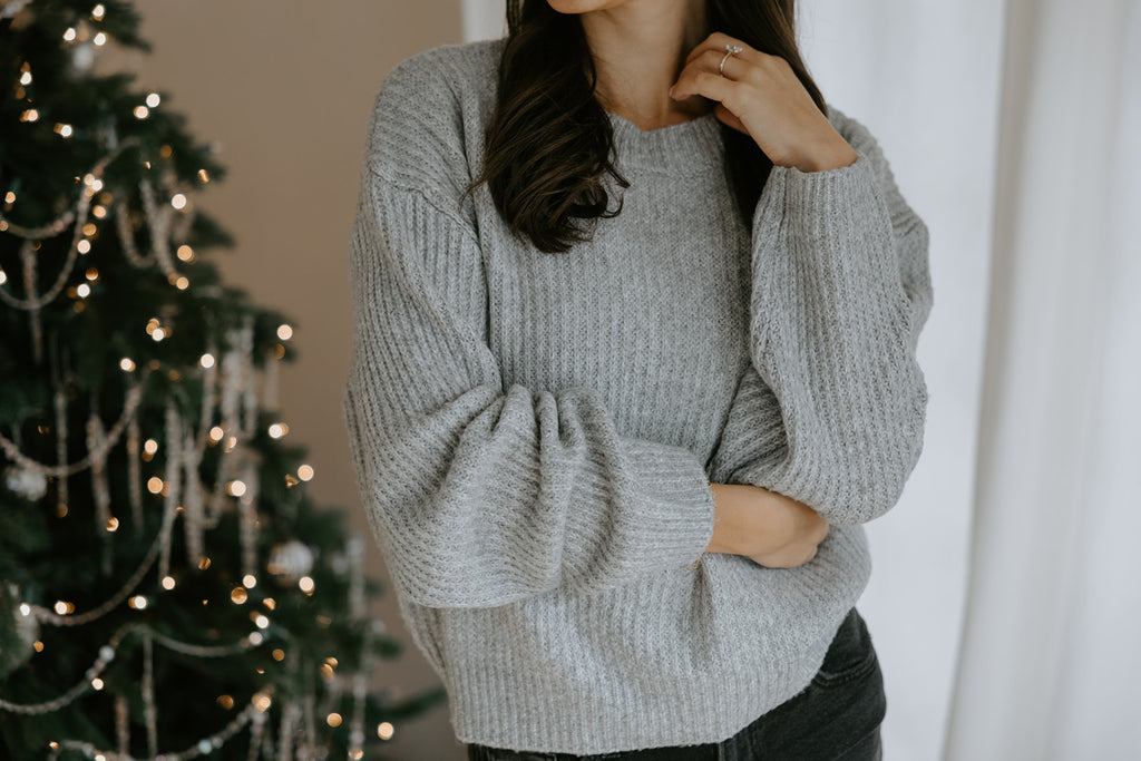 Classic Knit Sweater - Heather Grey