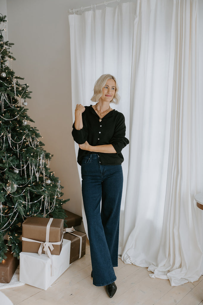 Lightweight Button Up Cardigan - Black