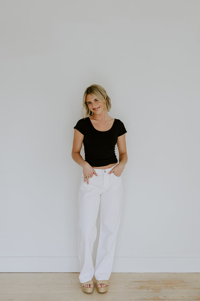 Short Sleeve Fitted Cami - Black