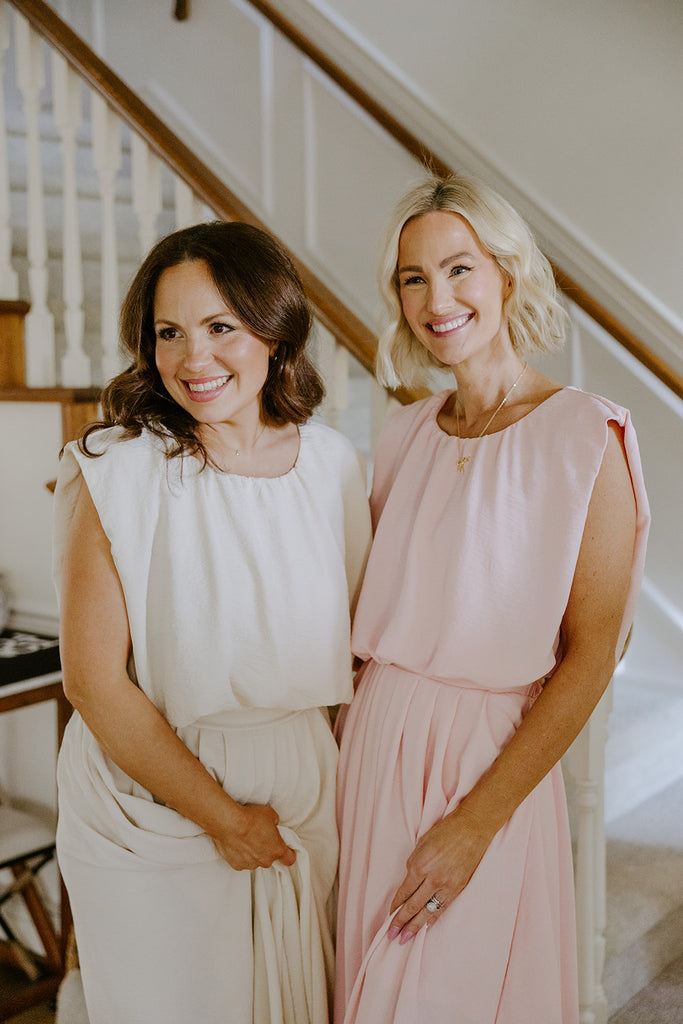 Bubble Top & Flowy Midi Skirt Set - Pink