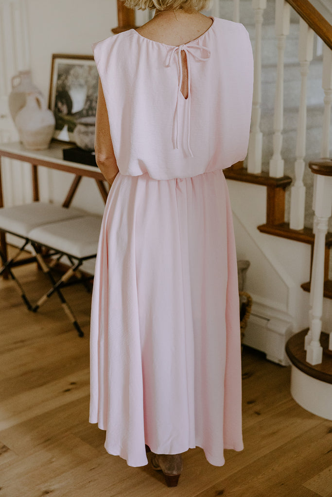 Bubble Top & Flowy Midi Skirt Set - Pink