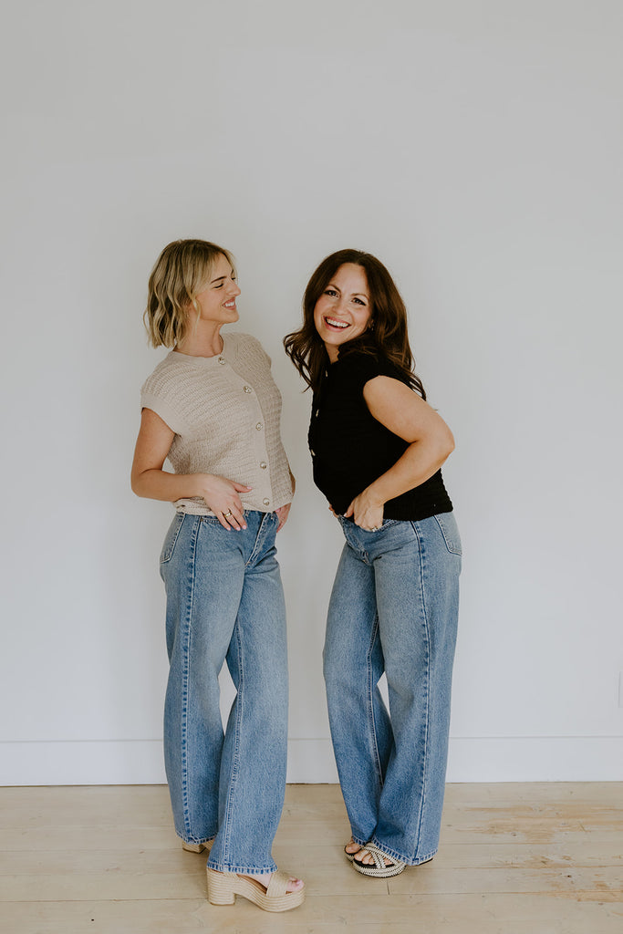 Knit Vest With Cap Sleeve - Taupe