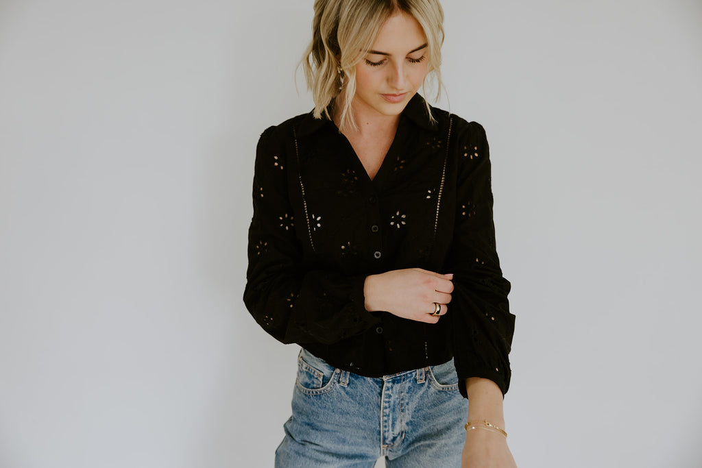 Embroidered Blouse - Black