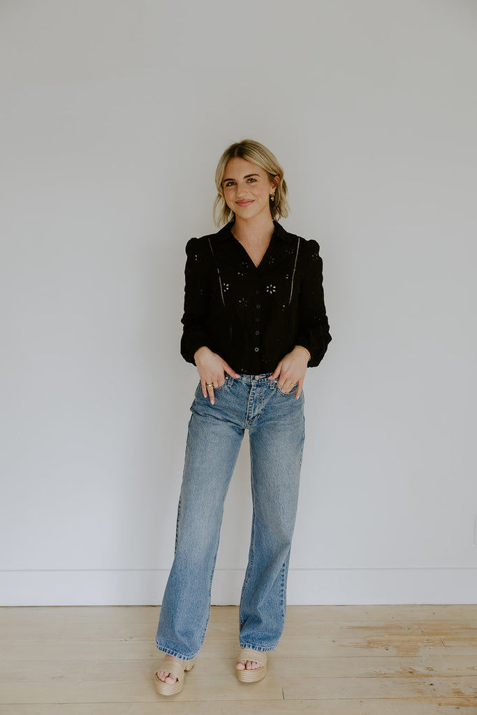 Embroidered Blouse - Black