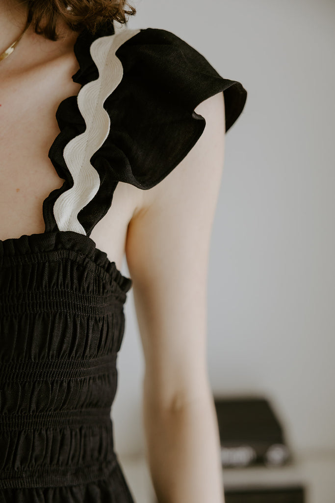 Black Midi With White Piping