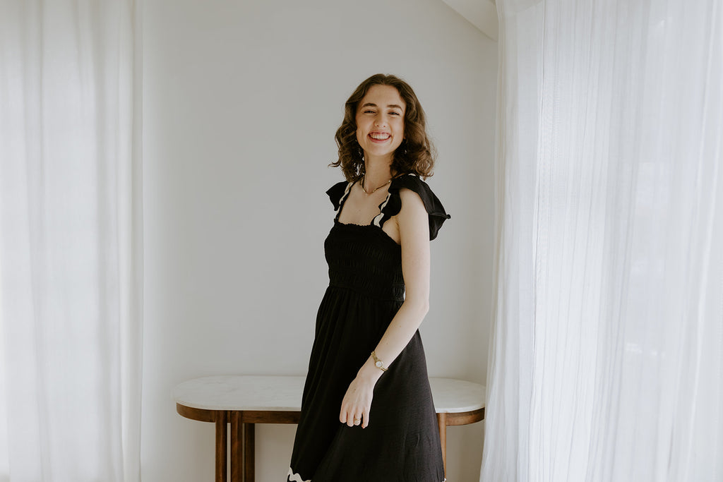 Black Midi With White Piping