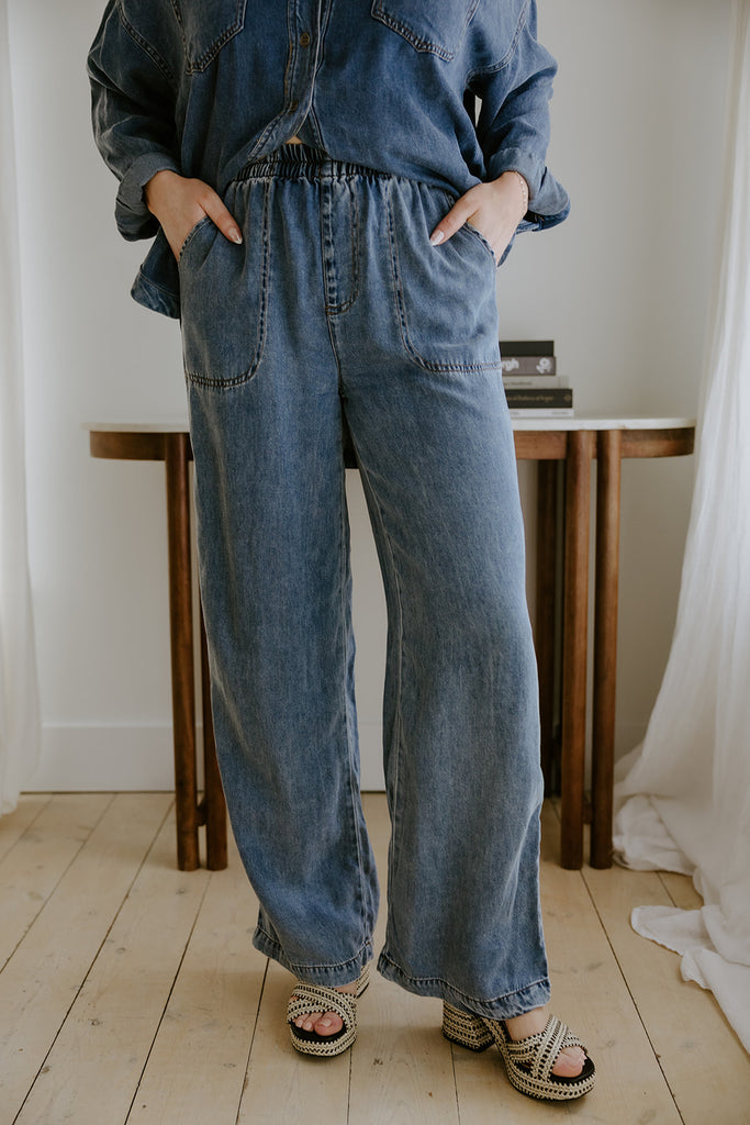 RESTOCKING SOON - Chambray Wide Leg Pant