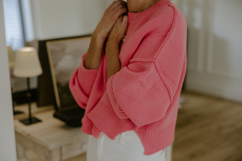 Exposed Seam Sweater - Pink