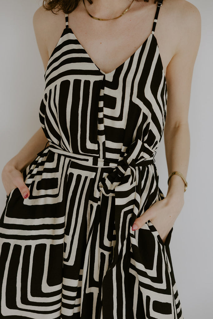 Black And White Pattern Maxi Dress