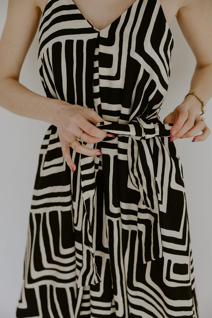 Black And White Pattern Maxi Dress