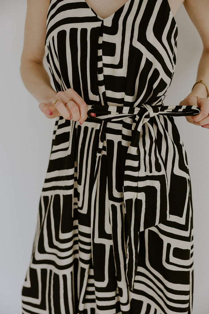 Black And White Pattern Maxi Dress