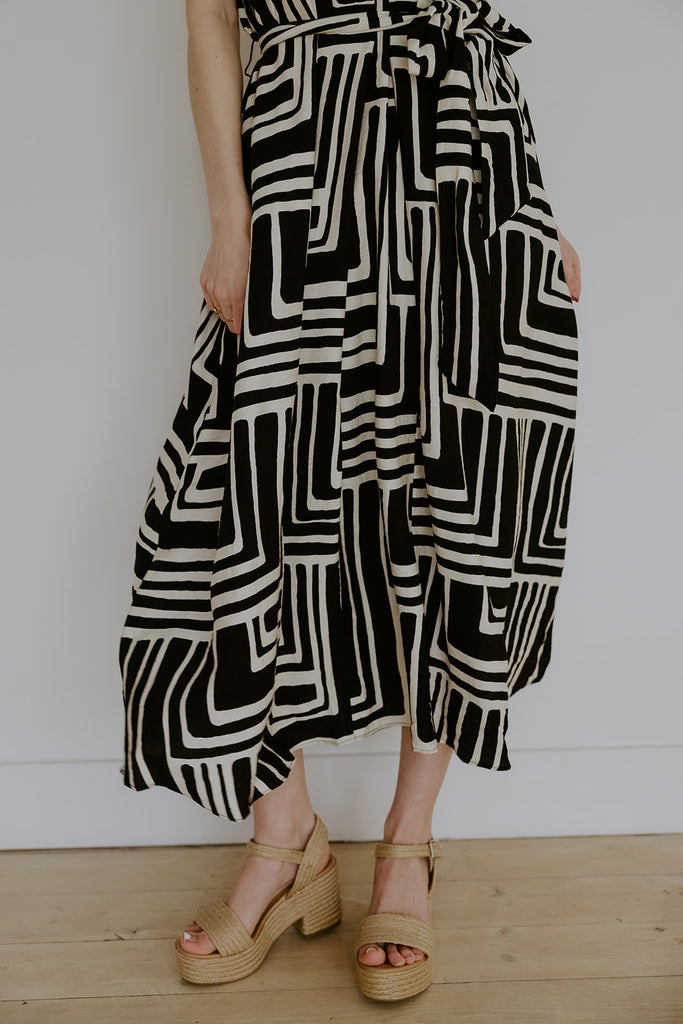 Black And White Pattern Maxi Dress