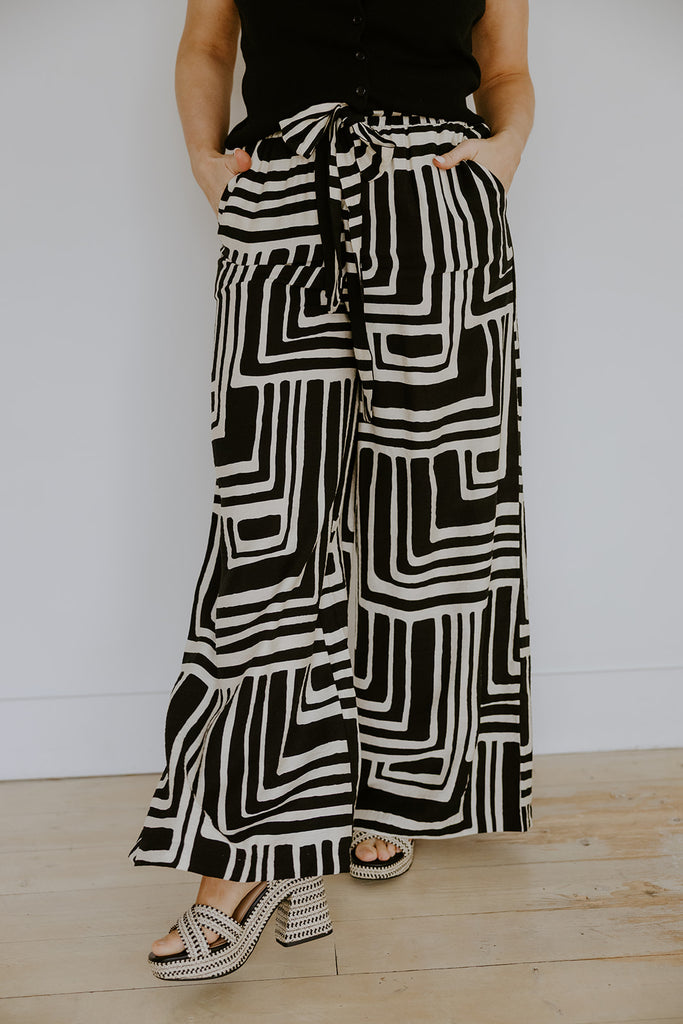 Printed Black and Cream Pant