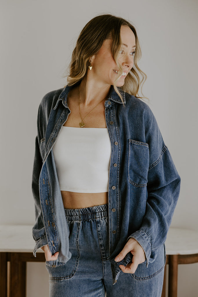Chambray/Tencel Button Up Shirt