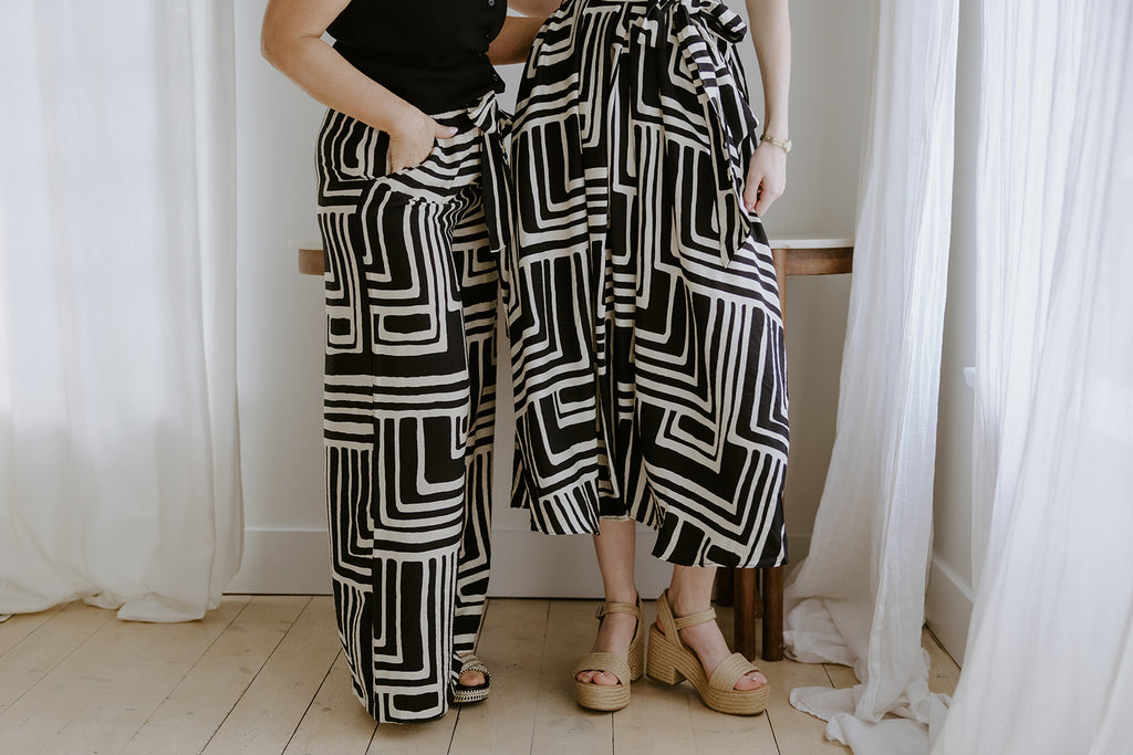 Printed Black and Cream Pant