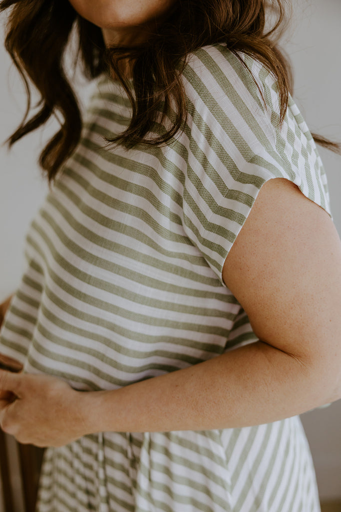 Striped Top & Skirt Set - Olive