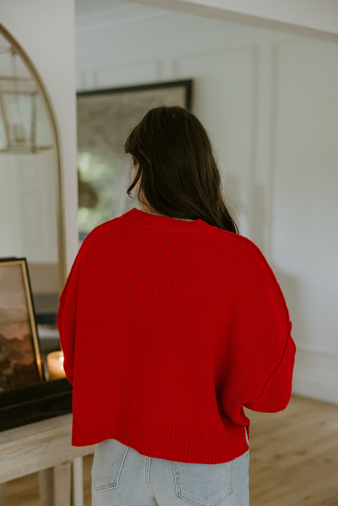 Exposed Seam Sweater - Red