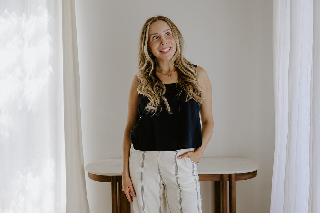 Square Neck Tank - Navy