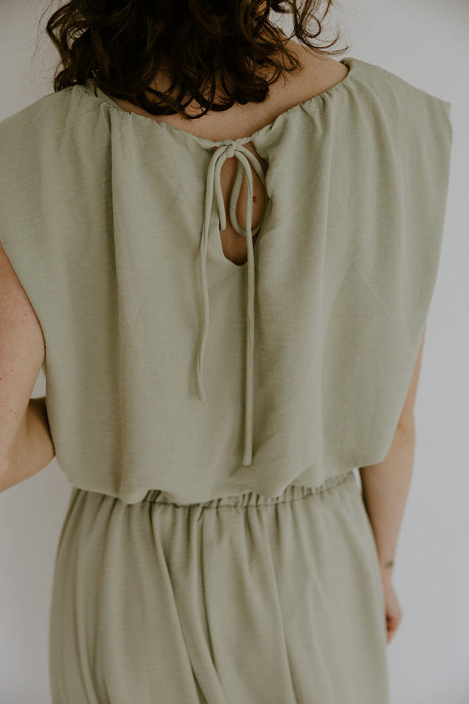 Bubble Top & Flowy Midi Skirt Set - Olive