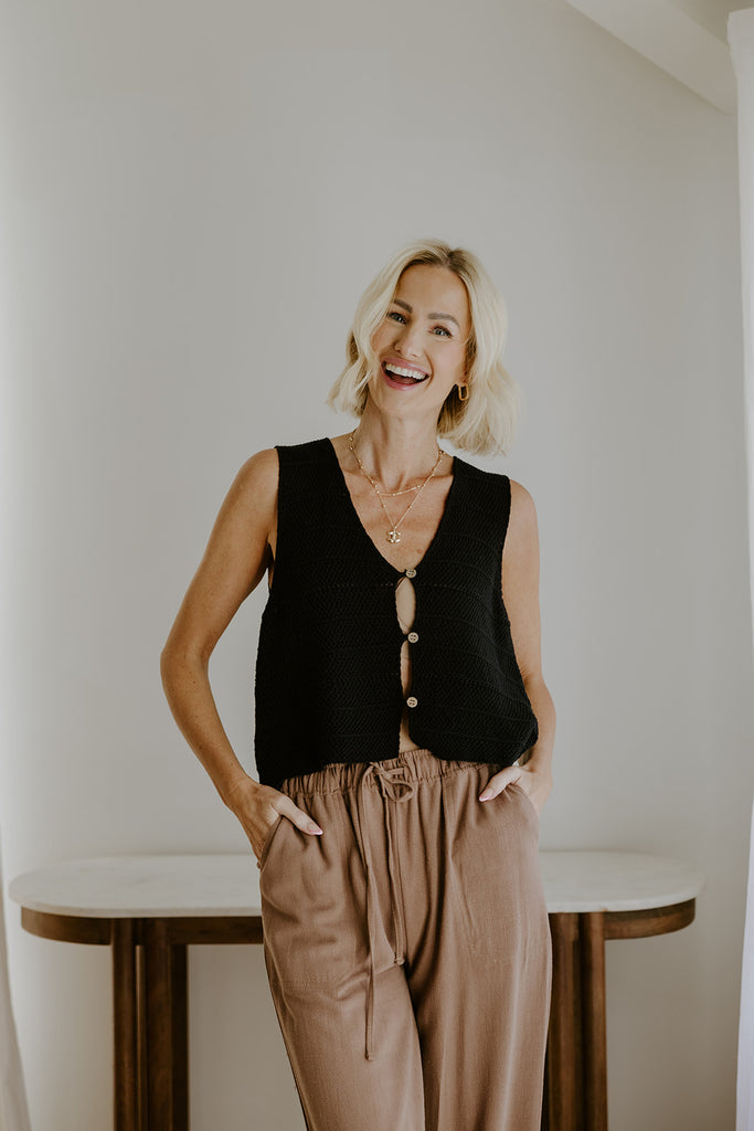 Linen Pant With Straight Leg - Cocoa