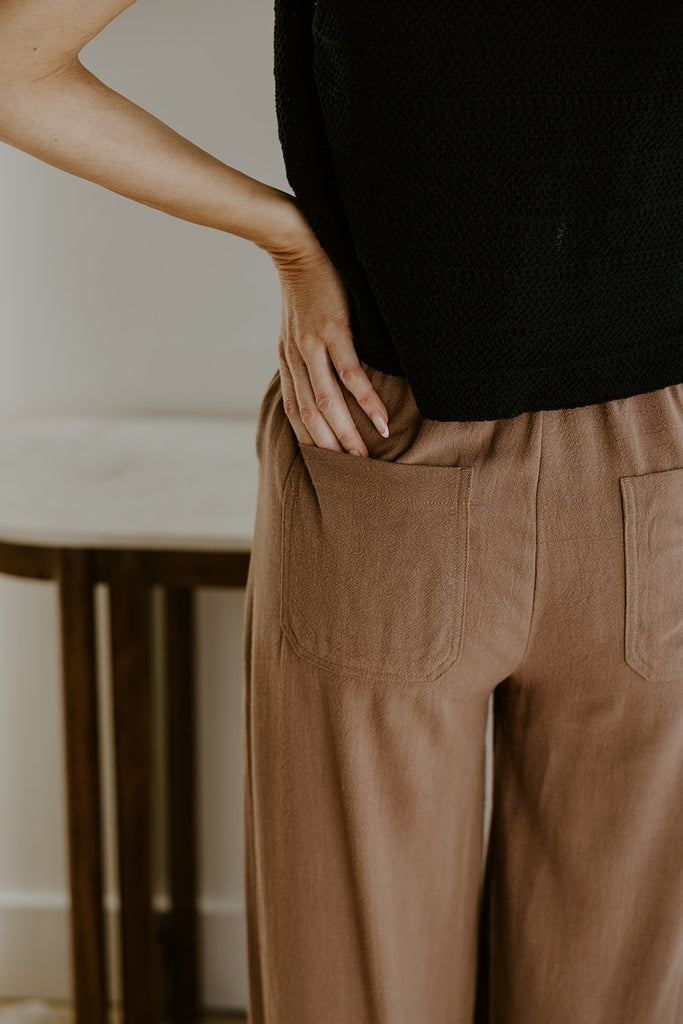 Linen Pant With Straight Leg - Cocoa