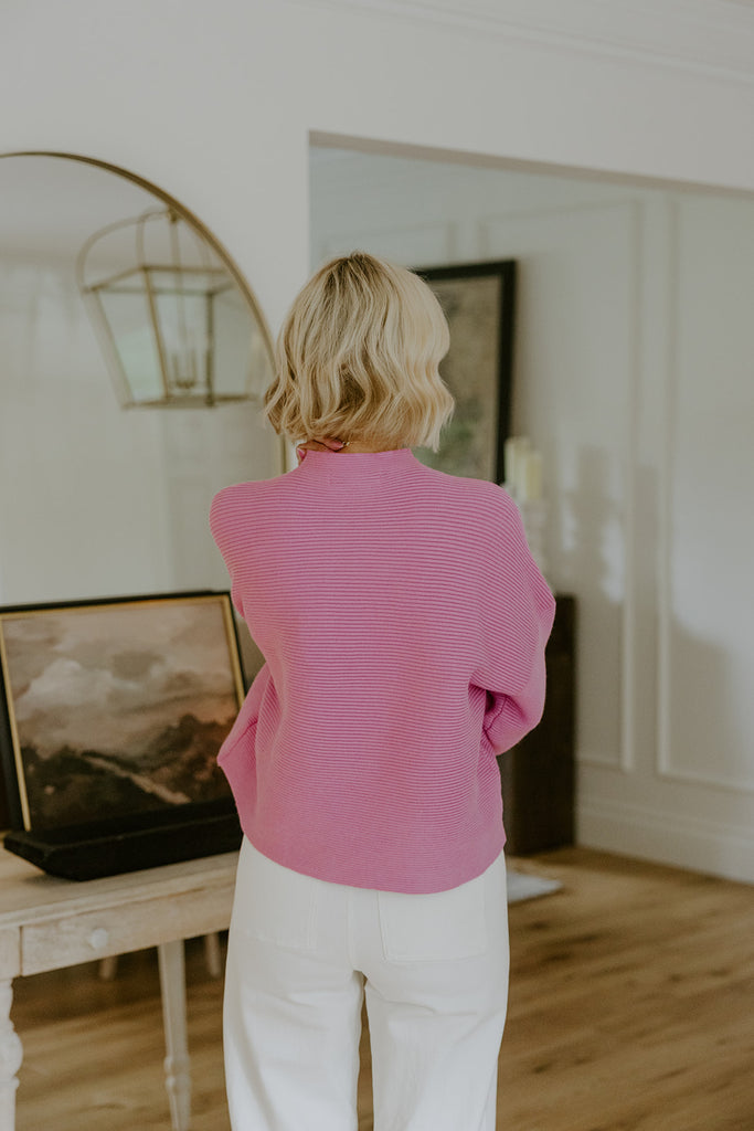 3/4 Ribbed Sweater - Pink