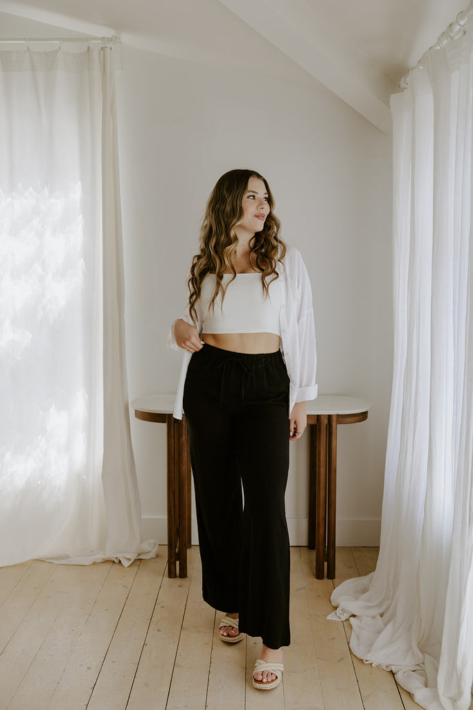 Linen Pant With Straight Leg - Black
