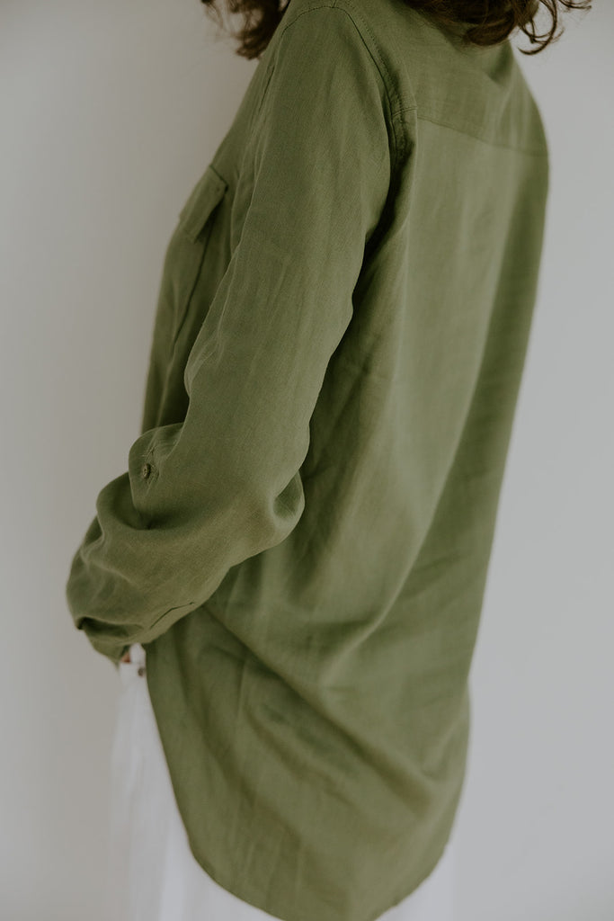Classic Linen Button up - Olive