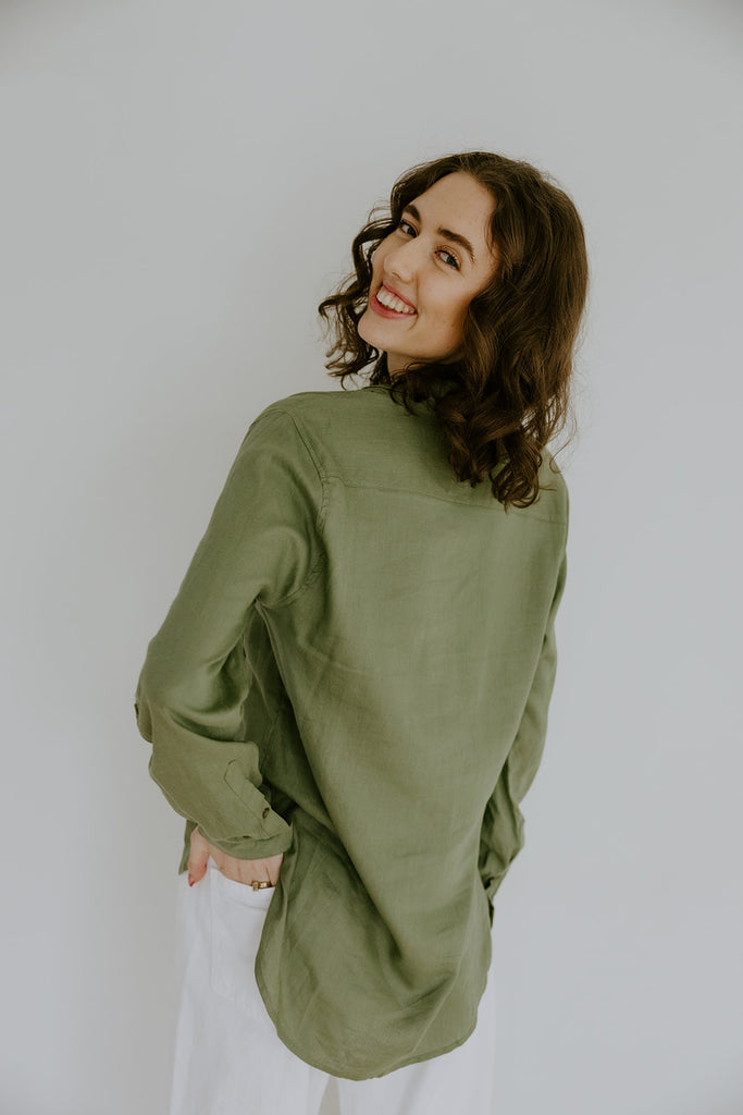 Classic Linen Button up - Olive