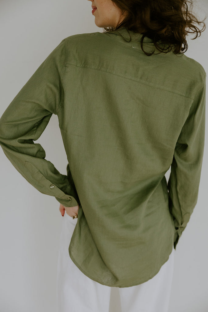 Classic Linen Button up - Olive