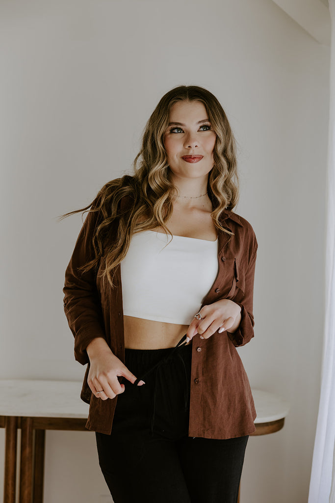 Classic Linen Button Up - Chocolate