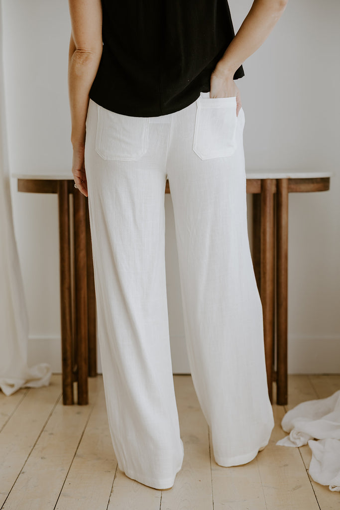 Linen Pant With Straight Leg - White
