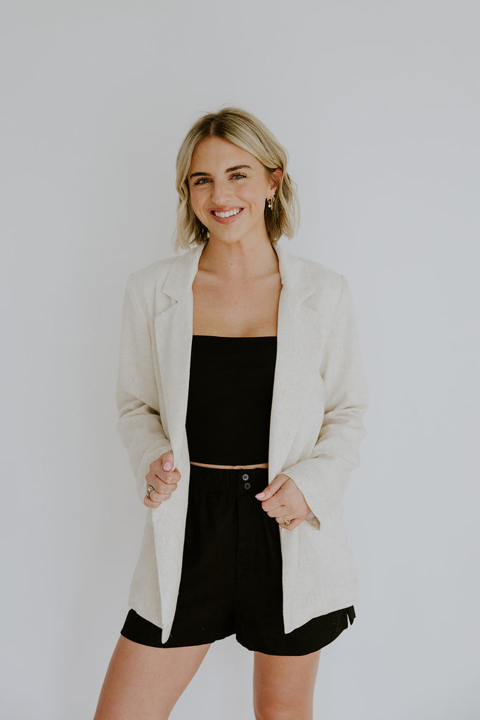 Boxer Style Linen Short - Black